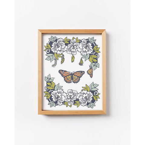 Monarch + Flowers Art Print (8x10) -  - Root & Branch Paper Co. - Wild Lark