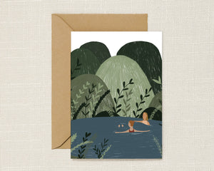 Wild Swimming In the Hills Greeting Card -  - Heather Lucy J Designs - Wild Lark